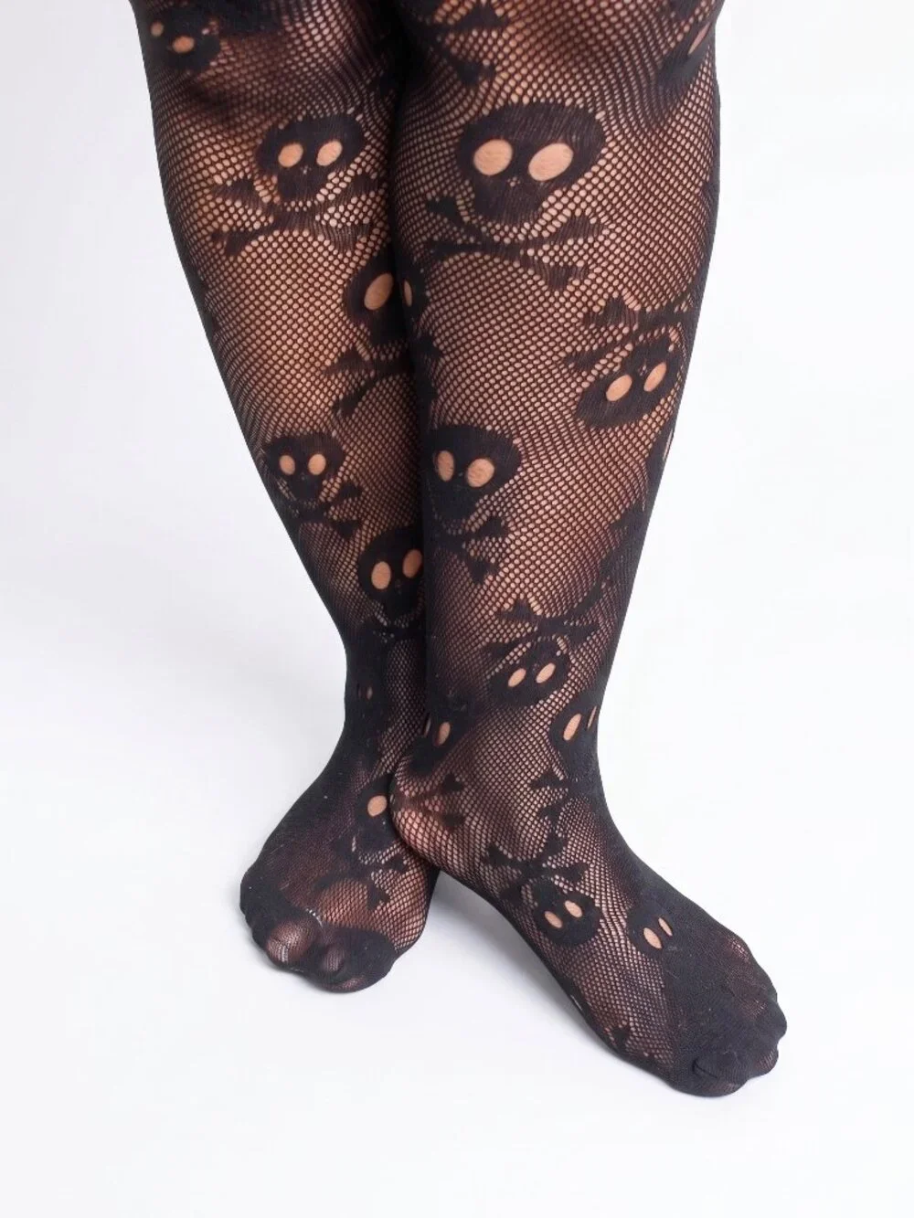 Pirate Skull Fishnet Tights Queen Plus Size Pantyhose Halloween Goth NWT
